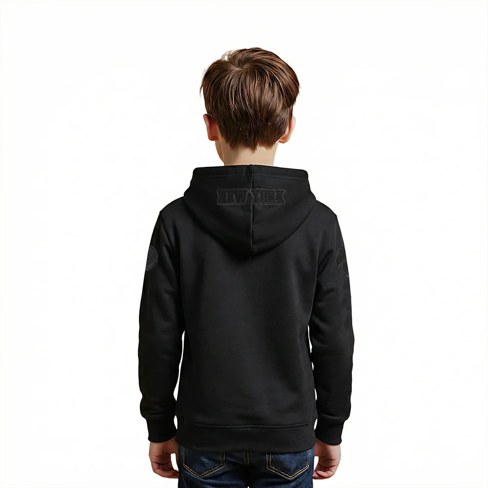 NBA NEW YORK KNICKS TRIPLE BLACK LITTLE BOYS FLEECE PULLOVER HOODIE (BLACK) - Image 2