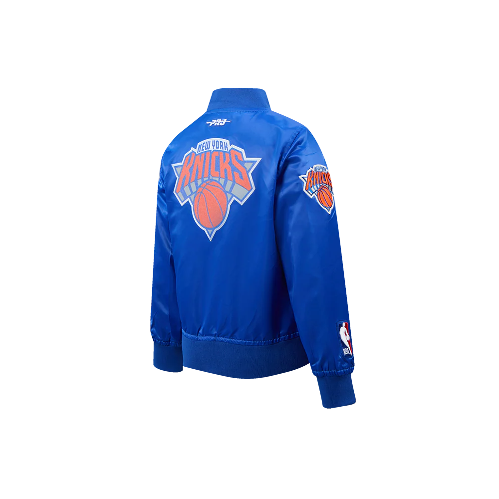 NBA NEW YORK KNICKS CLASSIC LITTLE BOYS SATIN JACKET (ROYAL BLUE) - Image 4
