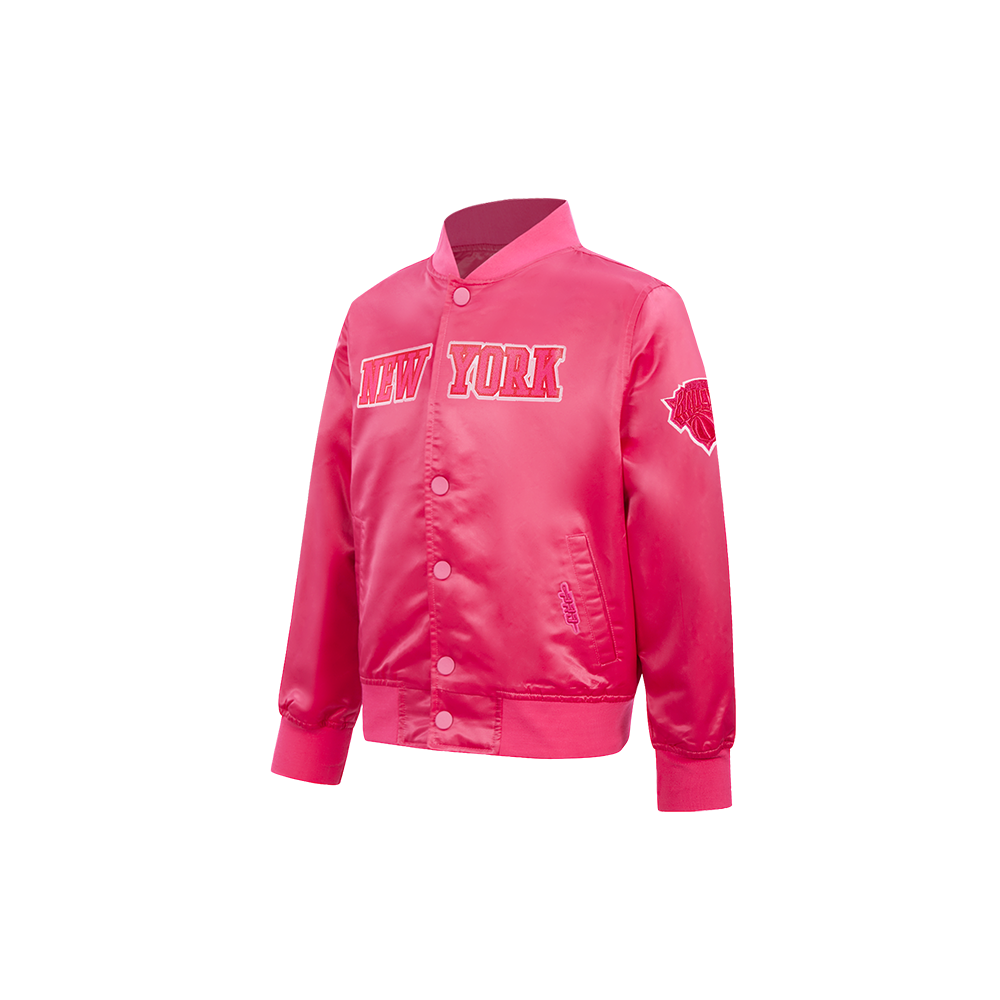 NBA NEW YORK KNICKS TRIPLE PINK LITTLE GIRLS  SATIN JACKET (BEETROOT PURPLE) - Image 2