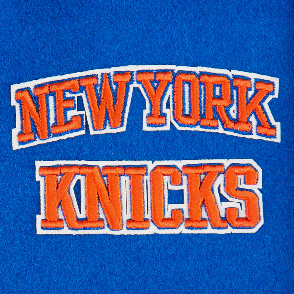 NBA NEW YORK KNICKS RETRO CLASSIC LITTLE BOYS RIB WOOL VARSITY JACKET (ROYAL/ORANGE/ROYAL) - Image 5