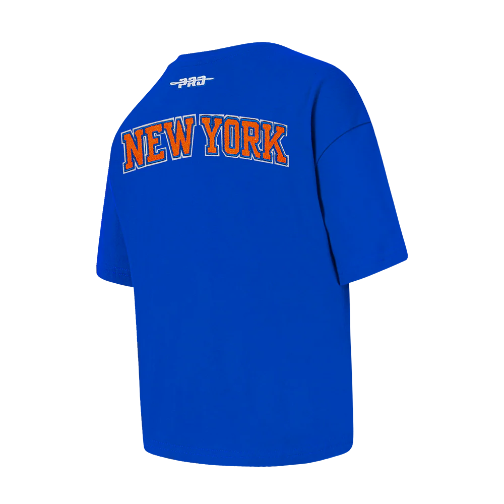 NBA NEW YORK KNICKS CLASSIC LITTLE GIRLS SHORT SLEEVE BOXY TEE (ROYAL BLUE) - Image 4