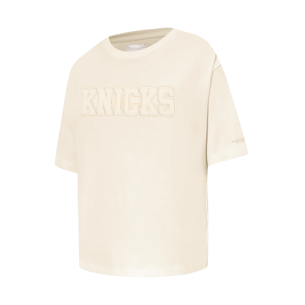 NBA NEW YORK KNICKS NEUTRAL LITTLE GIRLS SHORT SLEEVE BOXY TEE (EGGSHELL) - Image 2