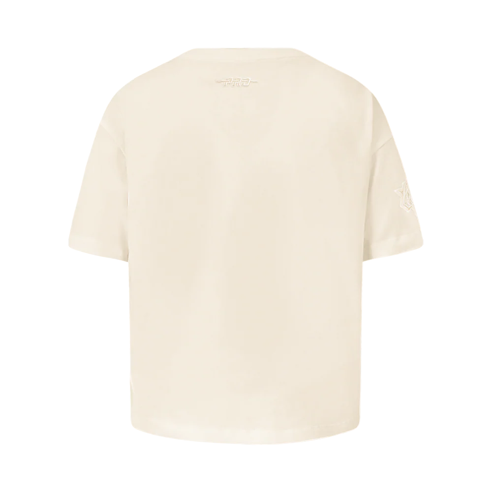 NBA NEW YORK KNICKS NEUTRAL LITTLE GIRLS SHORT SLEEVE BOXY TEE (EGGSHELL) - Image 3