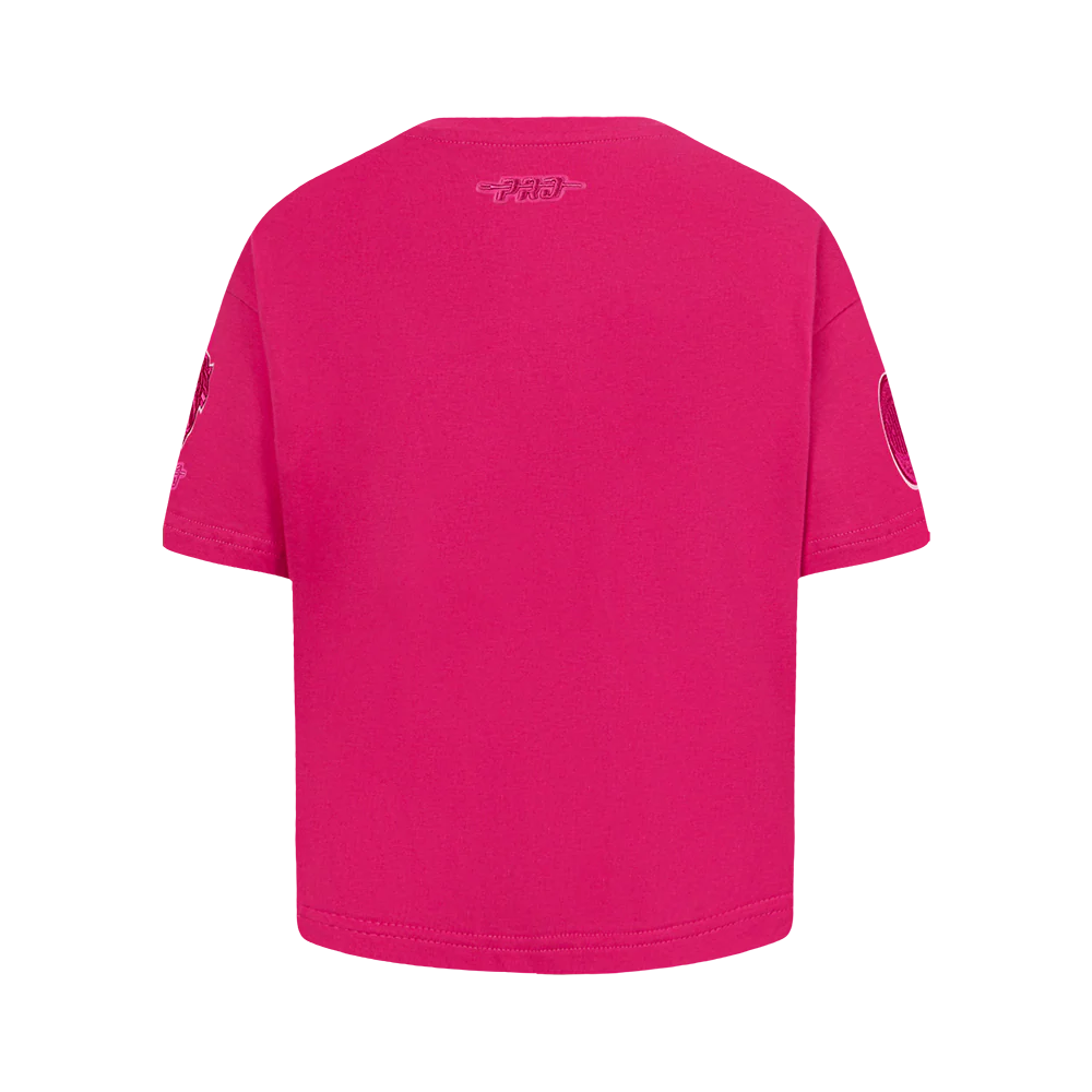NBA NEW YORK KNICKS TRIPLE PINK LITTLE GIRLS SHORT SLEEVE BOXY TEE (BEETROOT PURPLE) - Image 3