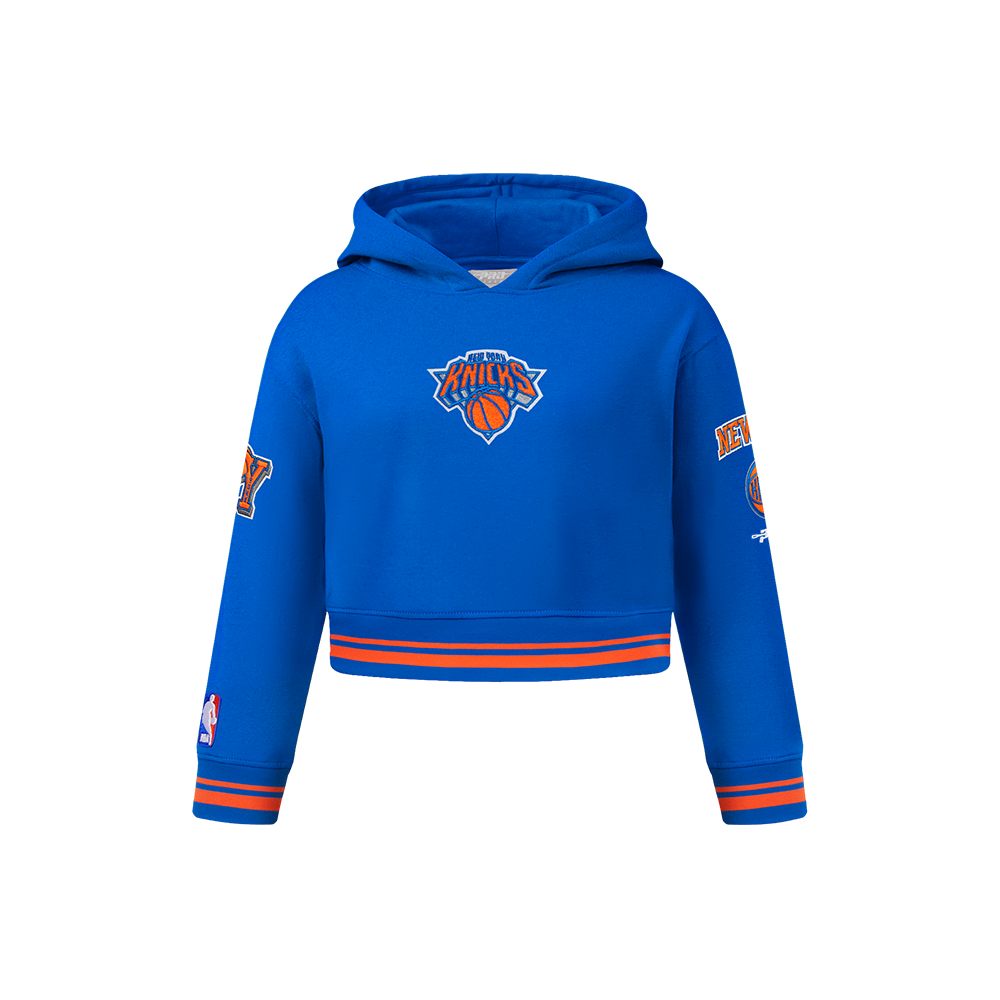 NBA NEW YORK KNICKS RETRO CLASSIC LITTLE GIRLS  RIB FLEECE PULLOVER HOODIE (ROYAL/ORANGE/ROYAL) - Image 2