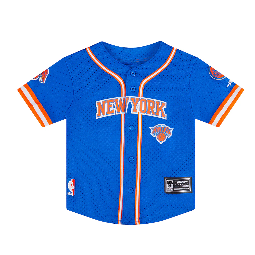 NBA NEW YORK KNICKS CLASSIC TODDLER BOYS MESH BUTTON DOWN SHIRT (ROYAL BLUE/ORANGE) - Image 3