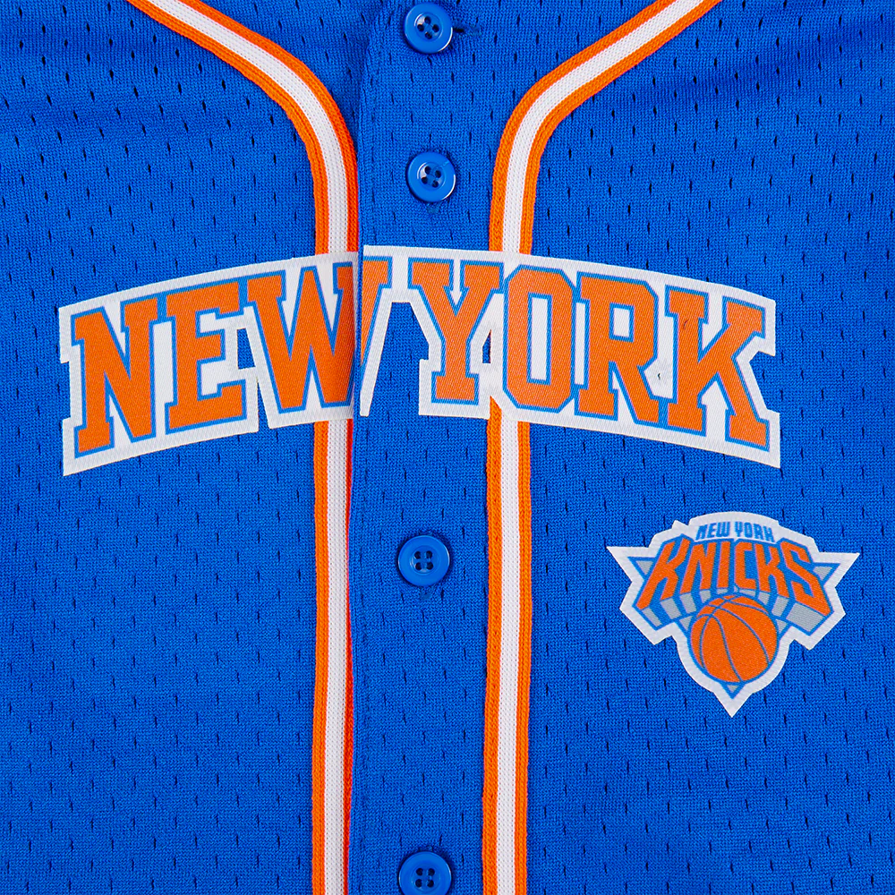 NBA NEW YORK KNICKS CLASSIC TODDLER BOYS MESH BUTTON DOWN SHIRT (ROYAL BLUE/ORANGE) - Image 5