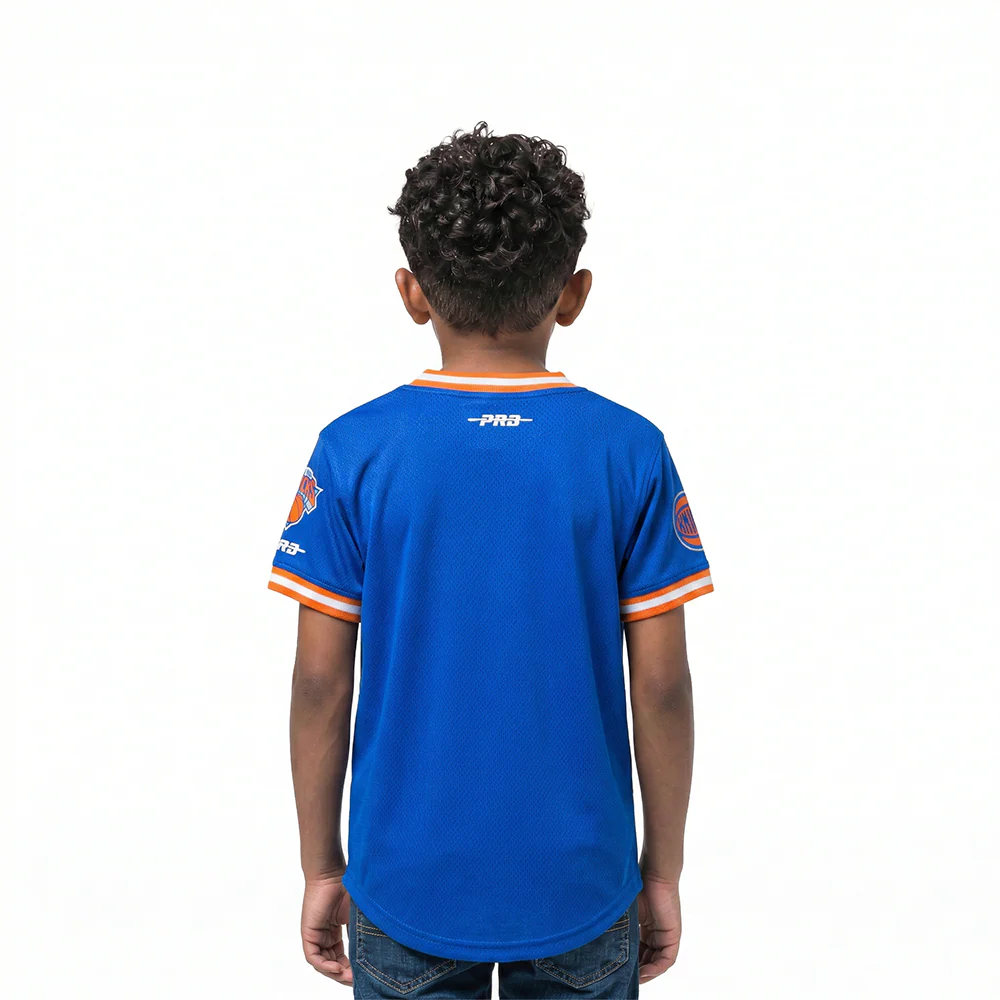 NBA NEW YORK KNICKS CLASSIC TODDLER BOYS SHORT SLEEVE STRIPED RIB TEE (ROYAL BLUE/ORANGE) - Image 2