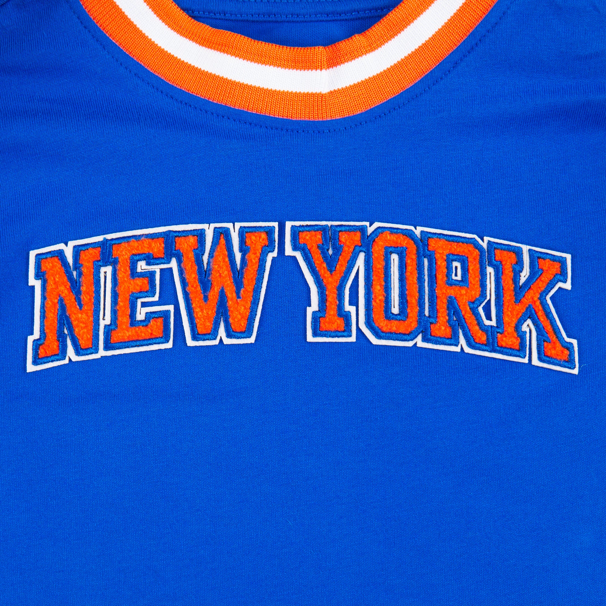 NBA NEW YORK KNICKS CLASSIC TODDLER BOYS SHORT SLEEVE STRIPED RIB TEE (ROYAL BLUE/ORANGE) - Image 5