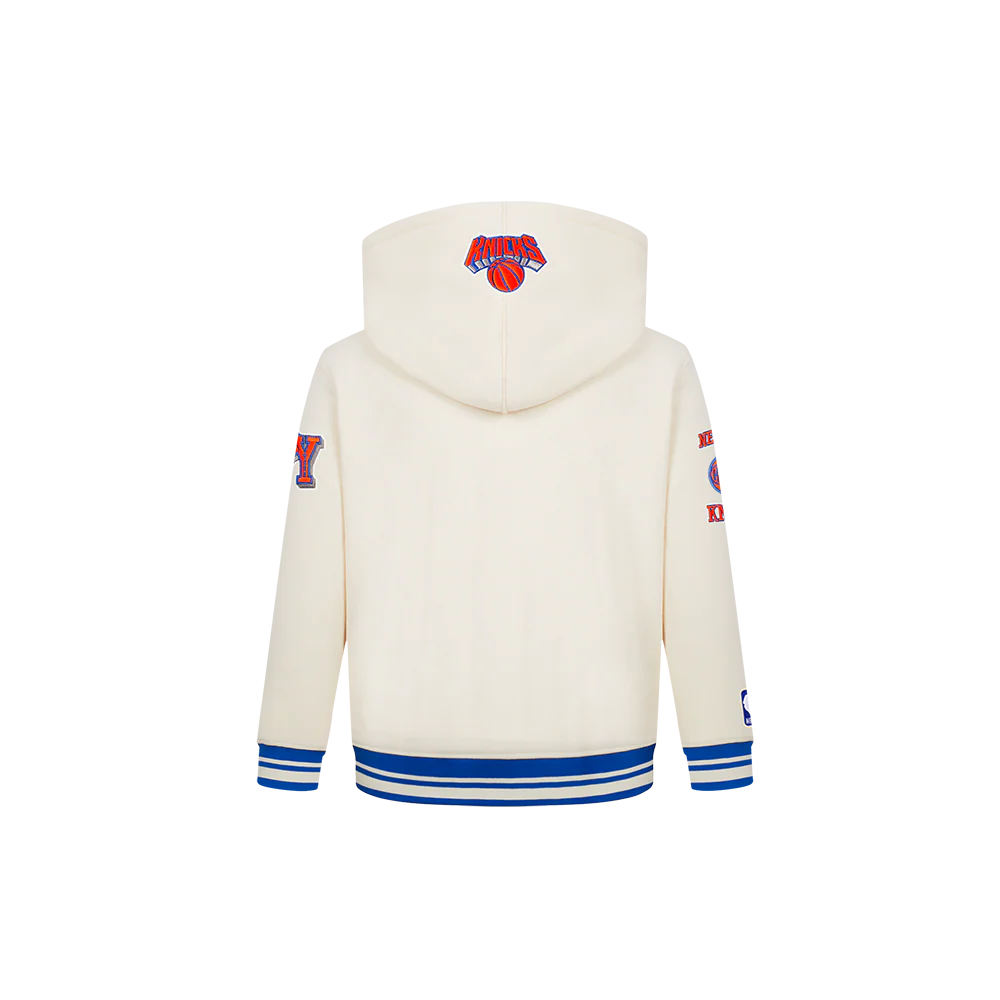 NBA NEW YORK KNICKS RETRO CLASSIC TODDLER BOYS RIB FLEECE PULLOVER HOODIE (EGGSHELL/ROYAL BLUE) - Image 3