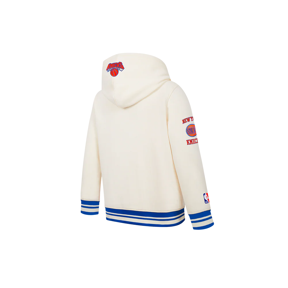 NBA NEW YORK KNICKS RETRO CLASSIC TODDLER BOYS RIB FLEECE PULLOVER HOODIE (EGGSHELL/ROYAL BLUE) - Image 4