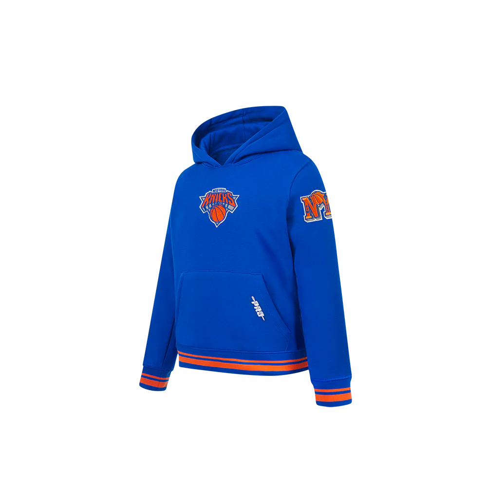NBA NEW YORK KNICKS RETRO CLASSIC TODDLER BOYS RIB FLEECE PULLOVER HOODIE (ROYAL/ORANGE/ROYAL) - Image 2