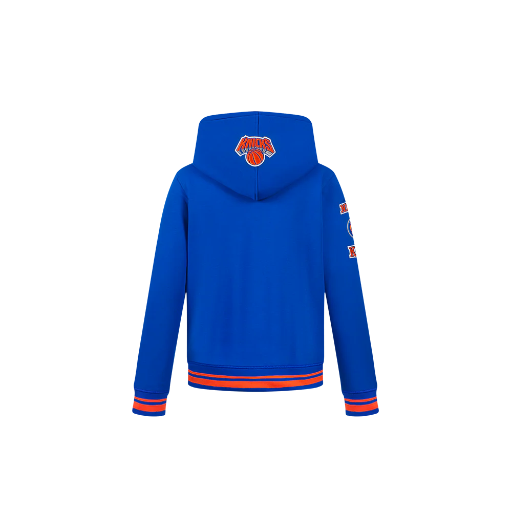 NBA NEW YORK KNICKS RETRO CLASSIC TODDLER BOYS RIB FLEECE PULLOVER HOODIE (ROYAL/ORANGE/ROYAL) - Image 3