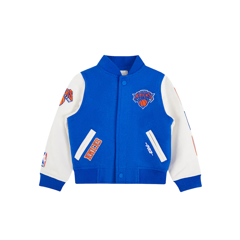 NBA NEW YORK KNICKS CLASSIC TODDLER BOYS WOOL VARSITY JACKET (ROYAL BLUE/WHITE) - Image 3