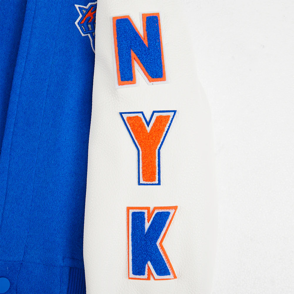 NBA NEW YORK KNICKS CLASSIC TODDLER BOYS WOOL VARSITY JACKET (ROYAL BLUE/WHITE) - Image 6