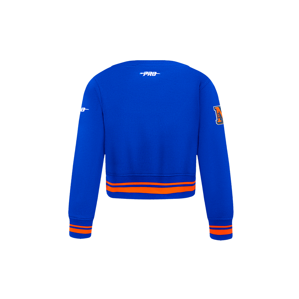 NBA NEW YORK KNICKS RETRO CLASSIC TODDLER GIRLS RIB FLEECE CREWNECK (ROYAL/ORANGE/ROYAL) - Image 3