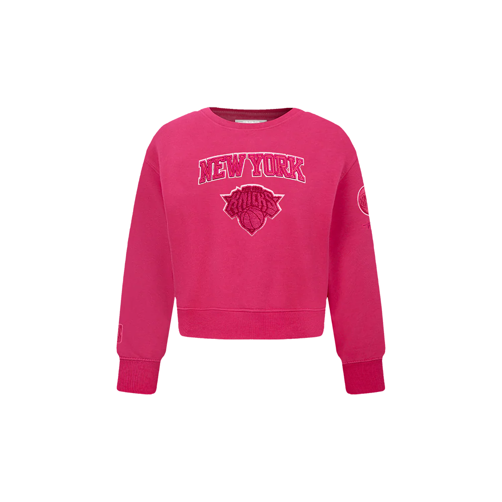 NBA NEW YORK KNICKS TRIPLE PINK TODDLER GIRLS FLEECE CREWNECK (BEETROOT PURPLE)