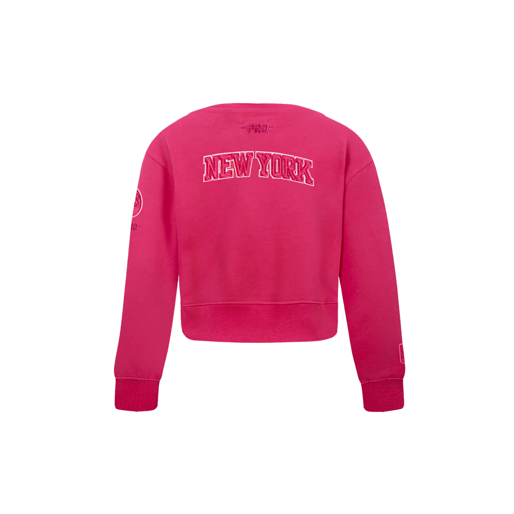 NBA NEW YORK KNICKS TRIPLE PINK TODDLER GIRLS FLEECE CREWNECK (BEETROOT PURPLE) - Image 3
