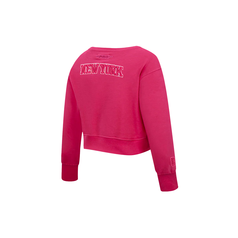 NBA NEW YORK KNICKS TRIPLE PINK TODDLER GIRLS FLEECE CREWNECK (BEETROOT PURPLE) - Image 4