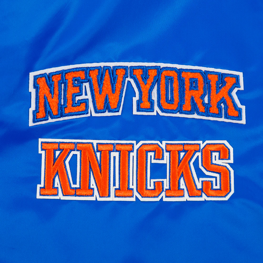 NBA NEW YORK KNICKS RETRO CLASSIC WOMEN'S RIB SATIN JACKET (ROYAL/ORANGE/ROYAL) - Image 8