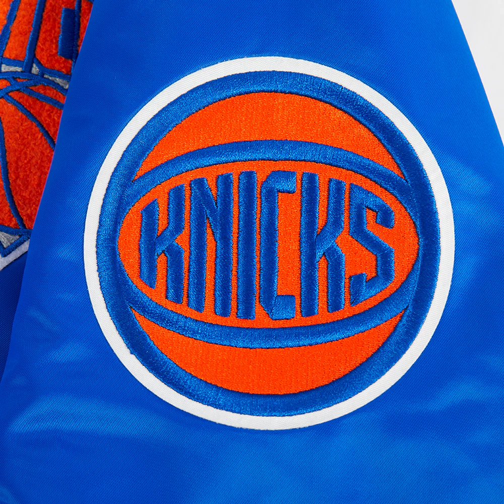 NBA NEW YORK KNICKS RETRO CLASSIC WOMEN'S RIB SATIN JACKET (ROYAL/ORANGE/ROYAL) - Image 9