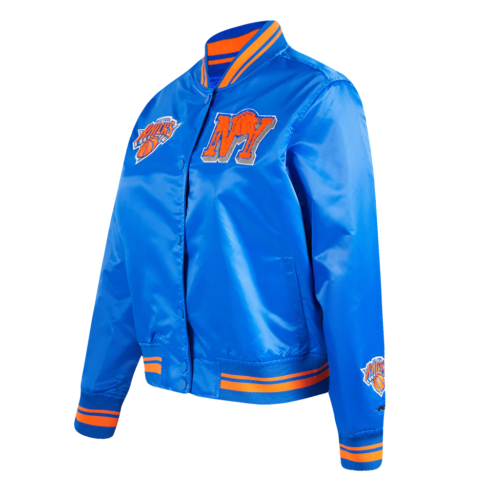 NBA NEW YORK KNICKS MASHUP WOMEN'S RIB SATIN JACKET (ROYAL/ORANGE/ROYAL) - Image 2