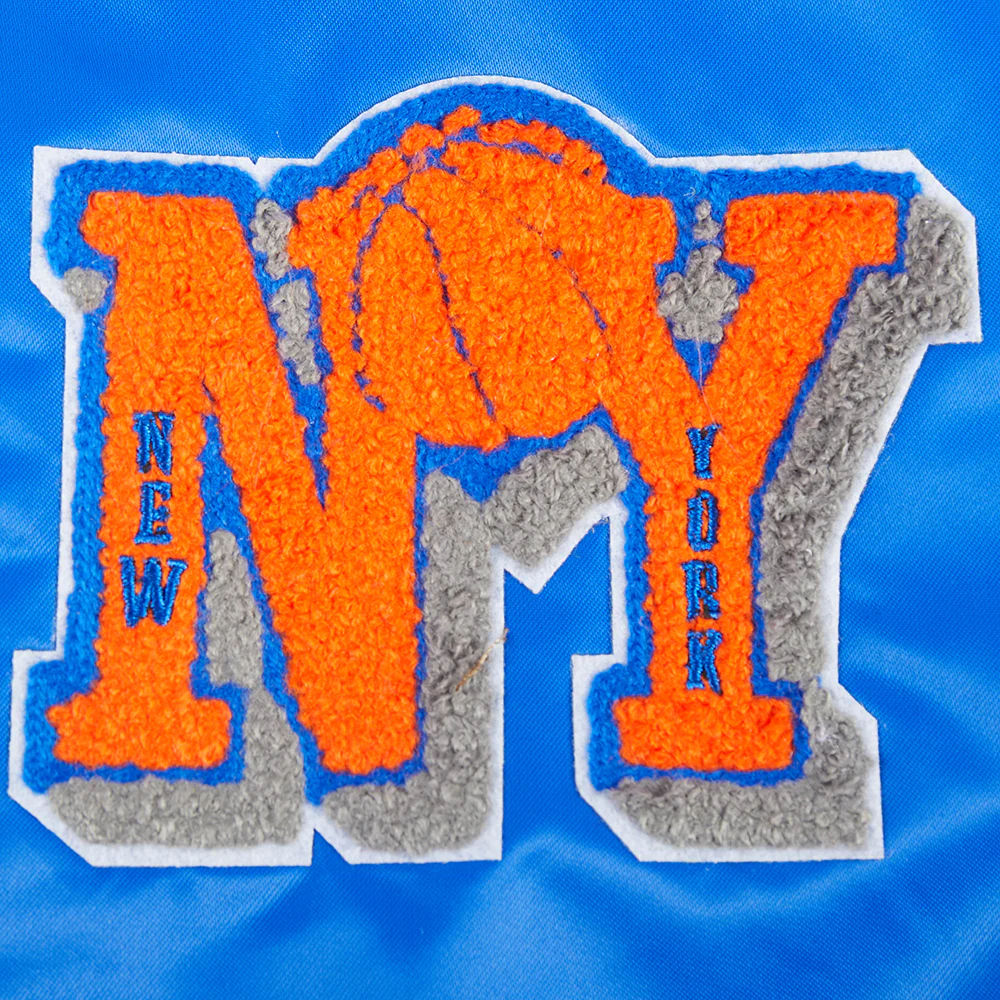 NBA NEW YORK KNICKS MASHUP WOMEN'S RIB SATIN JACKET (ROYAL/ORANGE/ROYAL) - Image 6