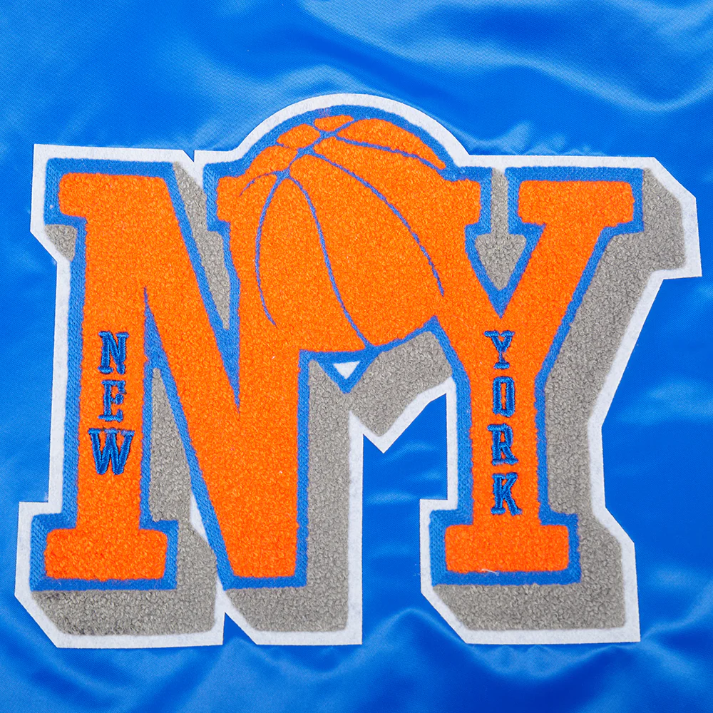 NBA NEW YORK KNICKS MASHUP WOMEN'S RIB SATIN JACKET (ROYAL/ORANGE/ROYAL) - Image 7