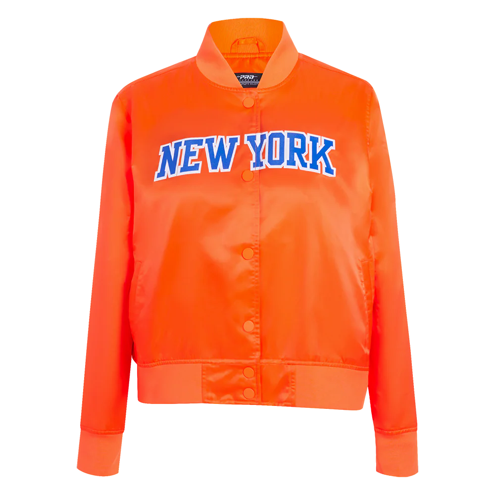 NBA NEW YORK KNICKS CLASSIC WOMEN'S SATIN JACKET (ORANGE)