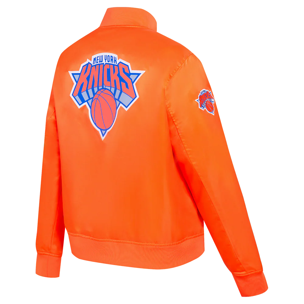 NBA NEW YORK KNICKS CLASSIC WOMEN'S SATIN JACKET (ORANGE) - Image 4
