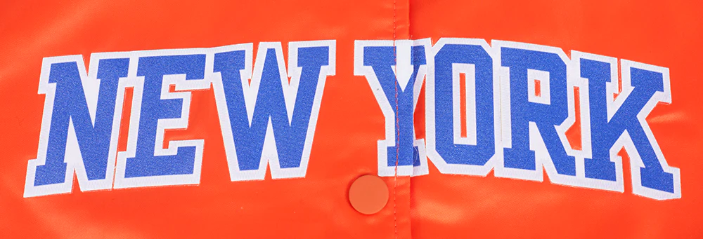 NBA NEW YORK KNICKS CLASSIC WOMEN'S SATIN JACKET (ORANGE) - Image 5