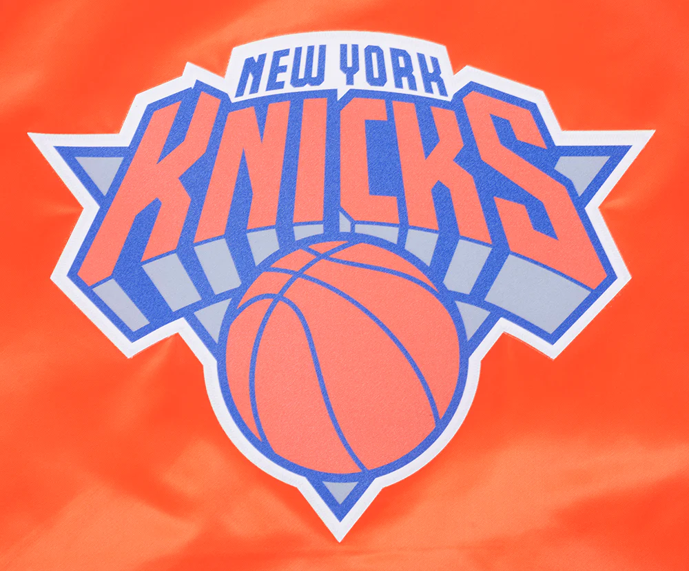 NBA NEW YORK KNICKS CLASSIC WOMEN'S SATIN JACKET (ORANGE) - Image 8