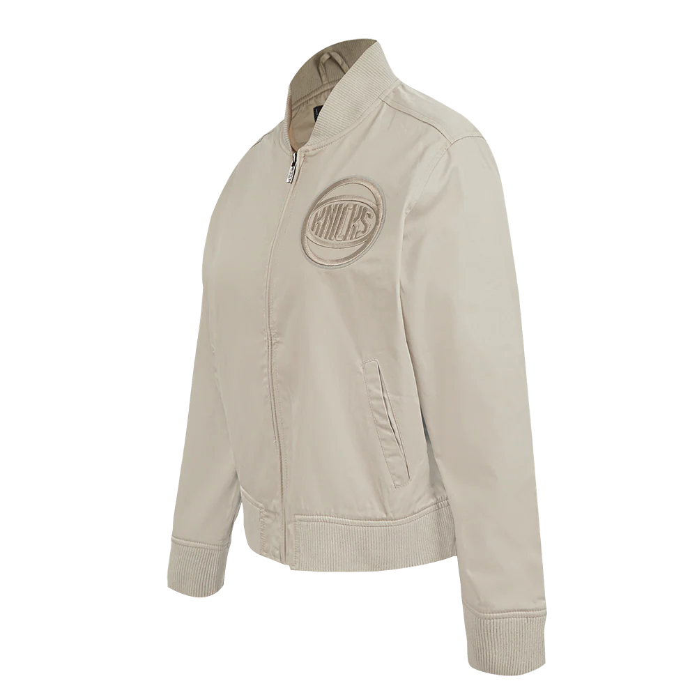 NBA NEW YORK KNICKS NEURAL WOMEN'S TWILL JACKET (TAUPE) - Image 2