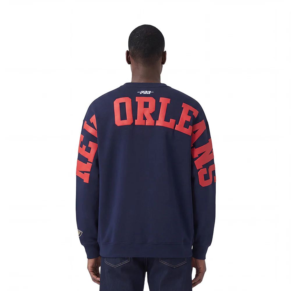 NBA NEW ORLEANS PELICANS WINGSPAN MEN'S DROP SHOULDER LS TEE (MIDNIGHT NAVY)