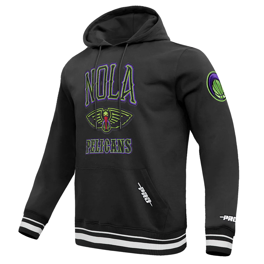 NBA NEW ORLEANS PELICANS CITY EDITION 25-26 MEN'S RIB FLC PO HOODIE (BLACK) - Image 3