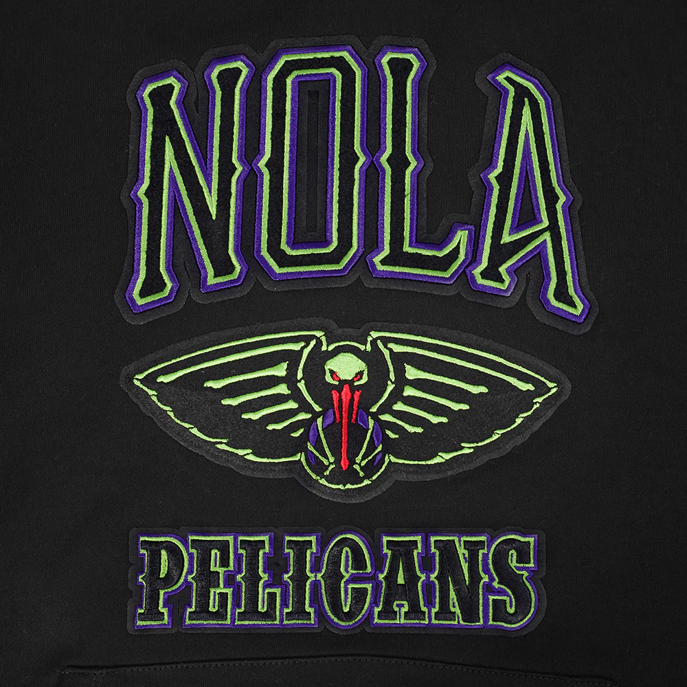 NBA NEW ORLEANS PELICANS CITY EDITION 25-26 MEN'S RIB FLC PO HOODIE (BLACK) - Image 8