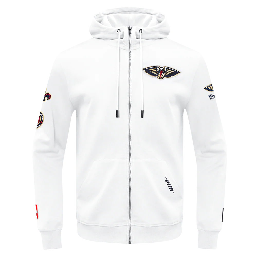 NBA NEW ORLEANS PELICANS CLASSIC CHENILLE MEN'S DK FZ PO HOODIE (WHITE) - Image 3