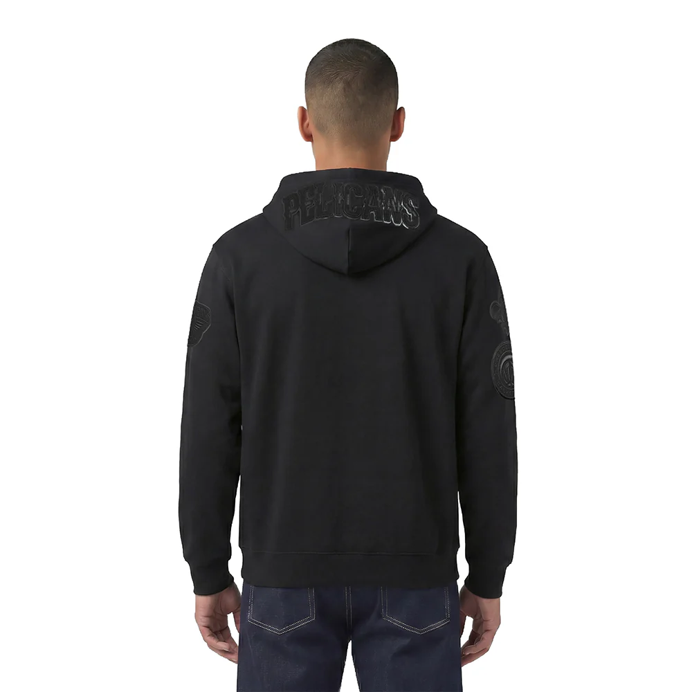 NBA NEW ORLEANS PELICANS RIPLE BLACK MEN'S DK FZ HOODIE (TRIPLE BLACK) - Image 2