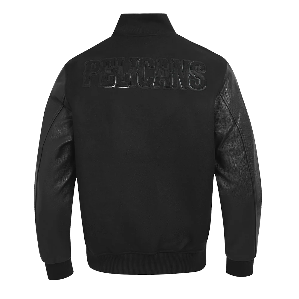 NEW ORLEANS PELICANS TRIPLE BLACK MEN'S WOOL VARSITY JACKET (TRIPLE BLACK) - Image 5