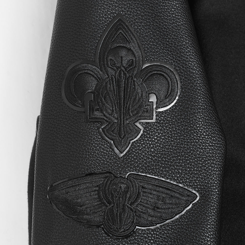 NEW ORLEANS PELICANS TRIPLE BLACK MEN'S WOOL VARSITY JACKET (TRIPLE BLACK) - Image 8