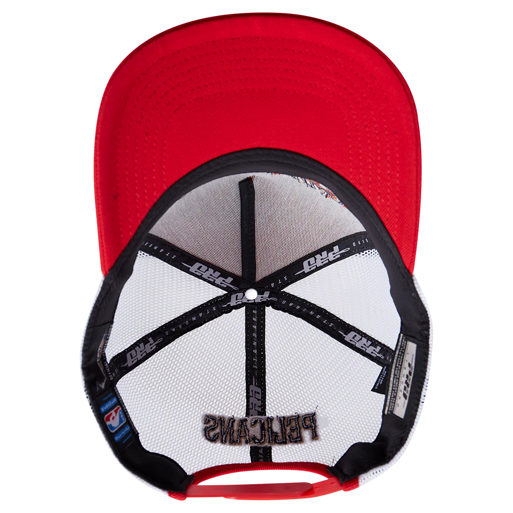NBA NEW ORLEANS PELICANS SCRIPT TAIL TRUCKER HAT (RED) - Image 6