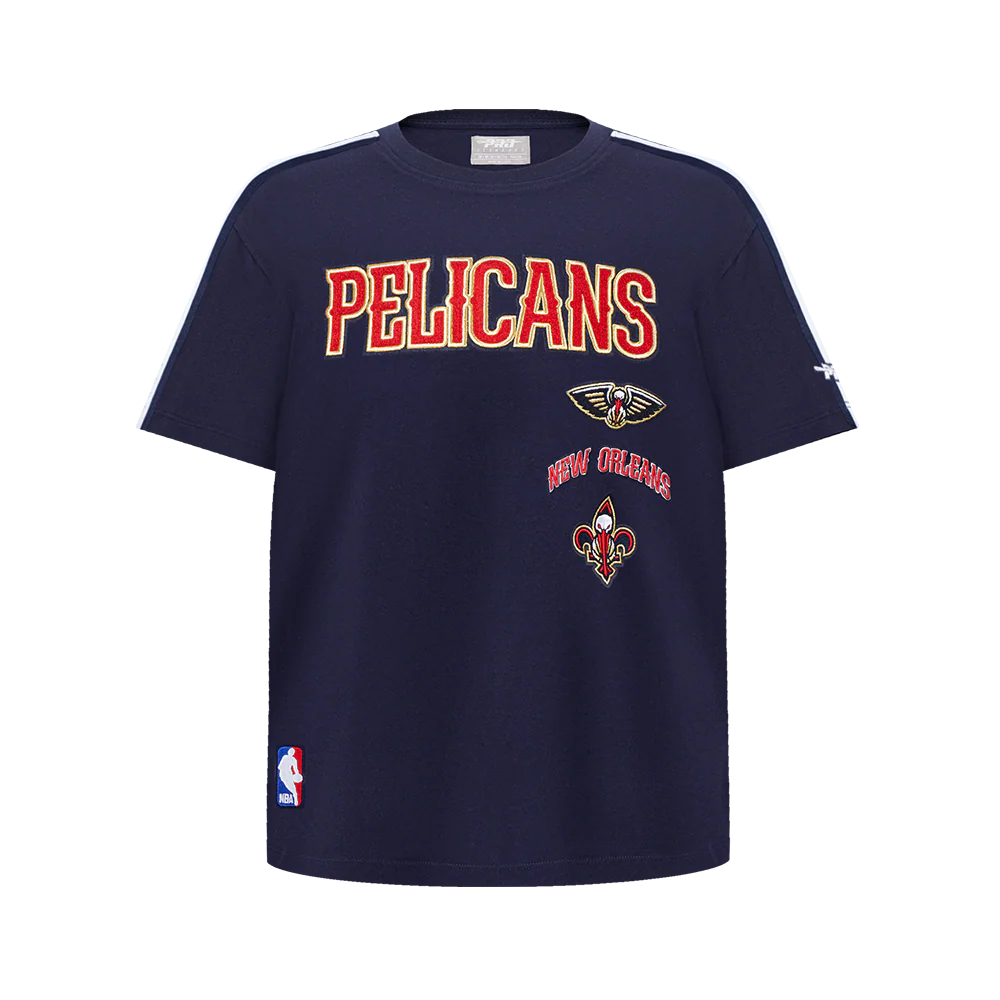 NBA NEW ORLEANS PELICANS RETRO CLASSIC SINGLE JERSEY BIG BOYS SINGLE JERSEY TAPING TEE (MIDNIGHT NAVY/RED)