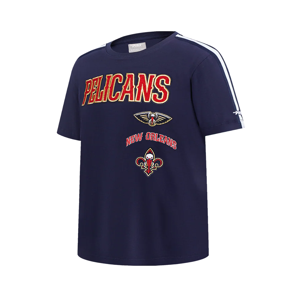 NBA NEW ORLEANS PELICANS RETRO CLASSIC SINGLE JERSEY BIG BOYS SINGLE JERSEY TAPING TEE (MIDNIGHT NAVY/RED) - Image 2