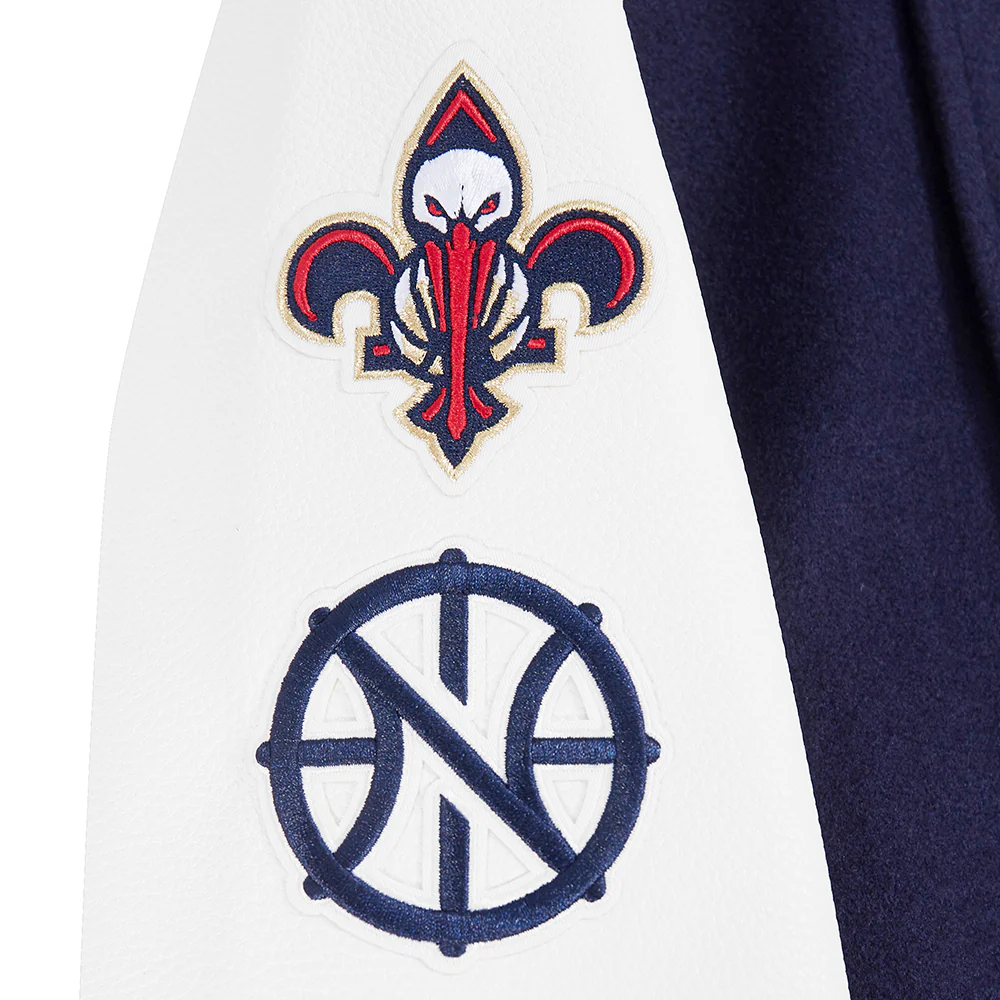 NBA NEW ORLEANS PELICANS CLASSIC BIG BOYS WOOL VARSITY JACKET (MIDNIGHT NAVY/WHITE) - Image 6