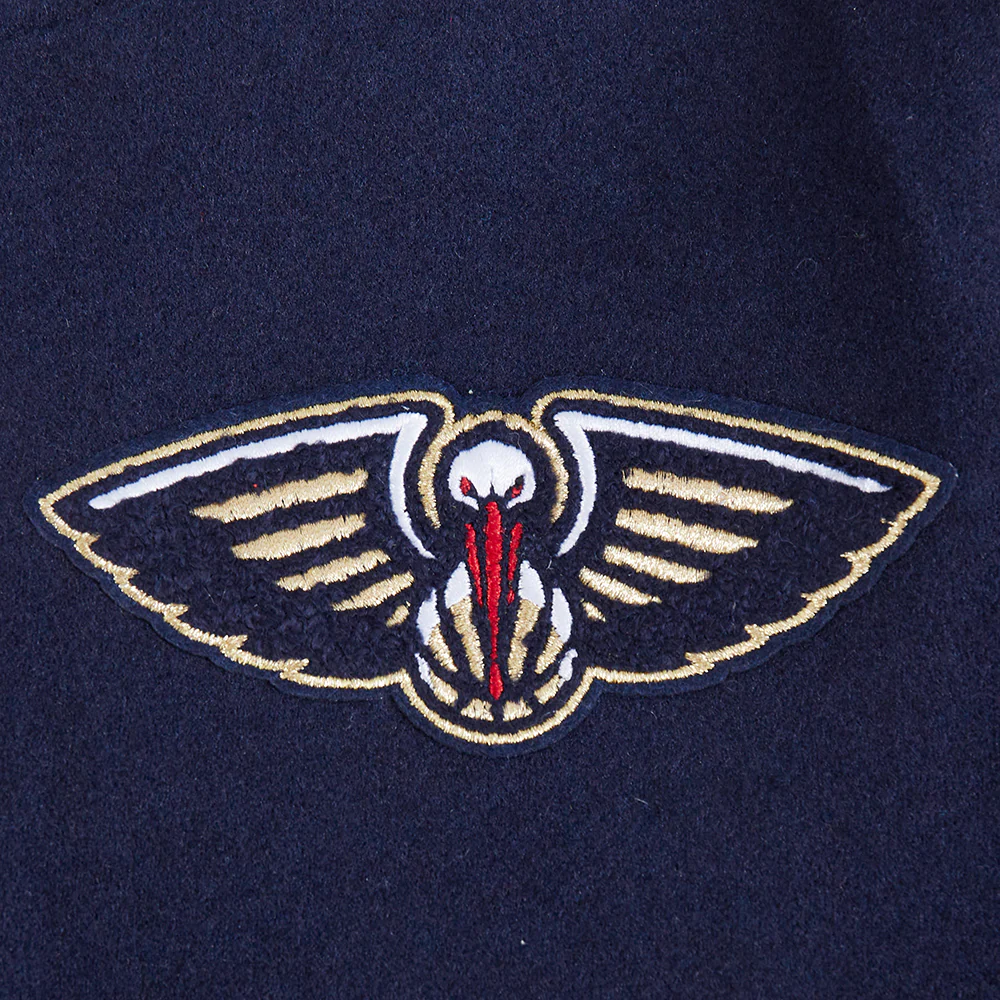 NBA NEW ORLEANS PELICANS CLASSIC BIG BOYS WOOL VARSITY JACKET (MIDNIGHT NAVY/WHITE) - Image 7