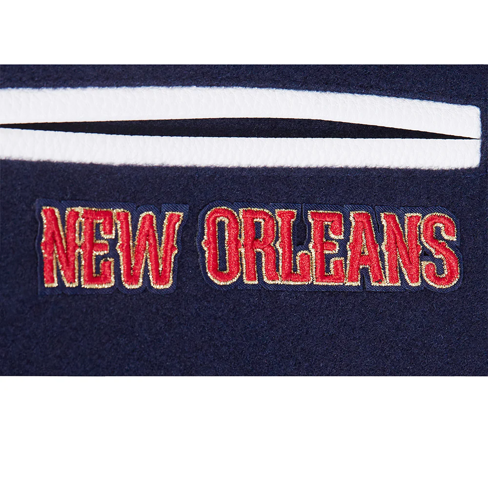 NBA NEW ORLEANS PELICANS CLASSIC BIG BOYS WOOL VARSITY JACKET (MIDNIGHT NAVY/WHITE) - Image 8