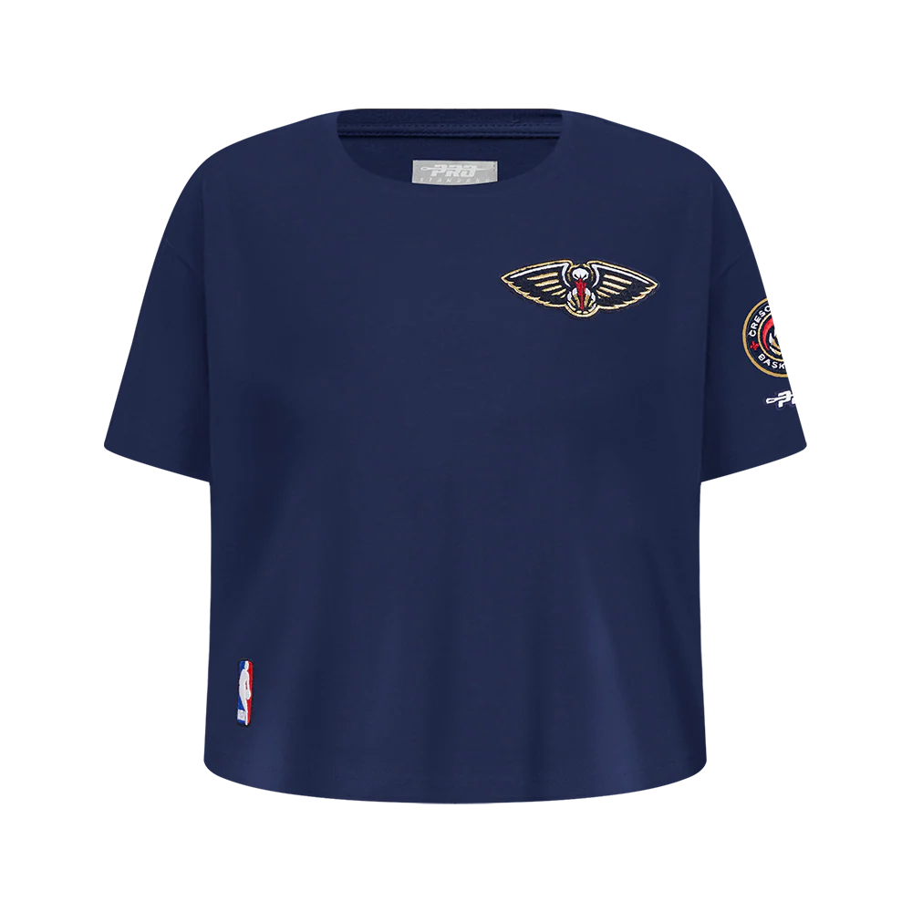 NBA NEW ORLEANS PELICANS CLASSIC BIG GIRLS SHORT SLEEVE BOXY TEE (MIDNIGHT NAVY)