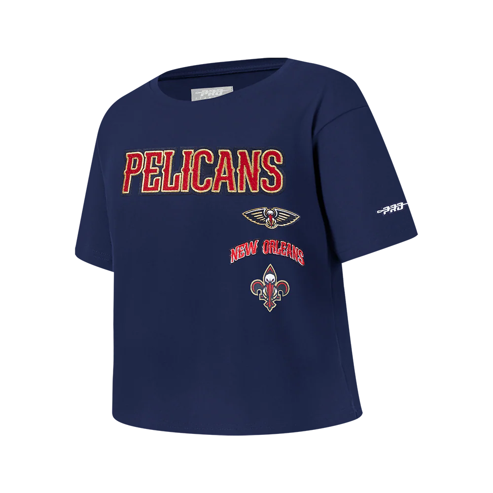 NBA NEW ORLEANS PELICANS RETRO CLASSIC BIG GIRLS SHORT SLEEVE BOXY TEE (MIDNIGHT NAVY) - Image 2