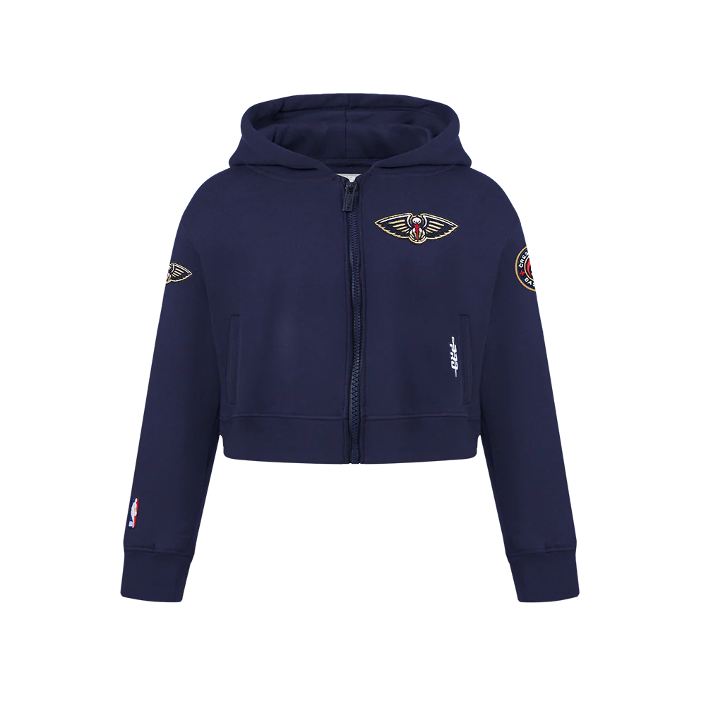 NBA NEW ORLEANS PELICANS CLASSIC BIG GIRLS FLEECE FULL ZIP HOODIE (MIDNIGHT NAVY)