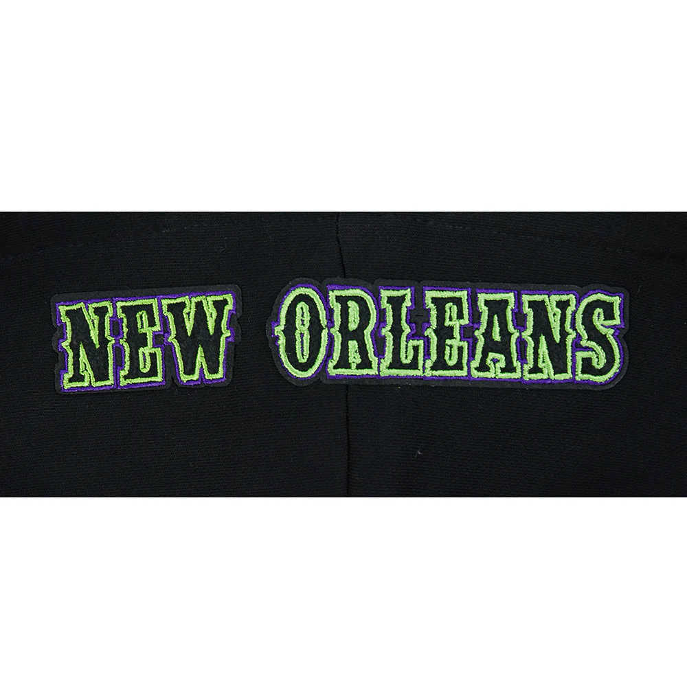 NBA NEW ORLEANS PELICANS CITY EDITION 25-26 WOMEN'S RIB FLC CROPPED PO HOODIE (BLACK) - Image 5